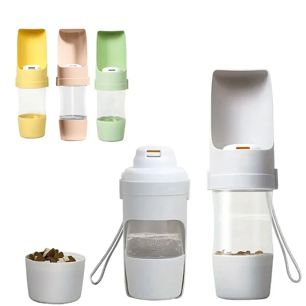 2-in-1 Pet Travel Water & Food Bottle – Portable & Foldable