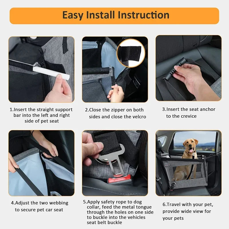 Car Pet Seat Basket – Safe & Comfortable Travel for Dogs or Cats