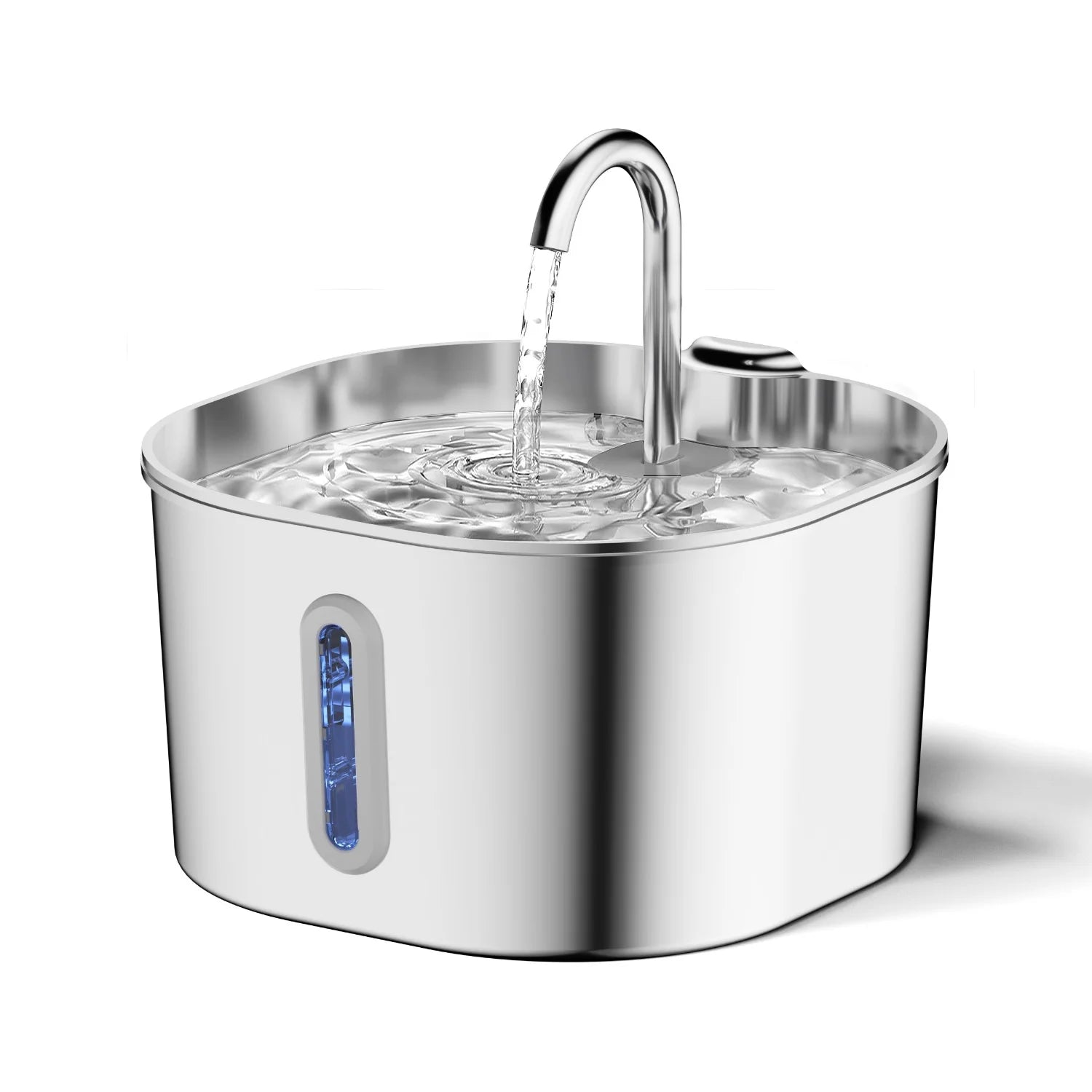 2.2L Automatic Stainless Steel Cat & Dog Water Fountain with Faucet, Carbon Filter & Silent Pump