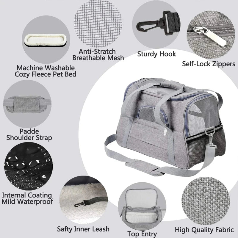 Travel Pet Bag – Foldable & Breathable Shoulder Carrier