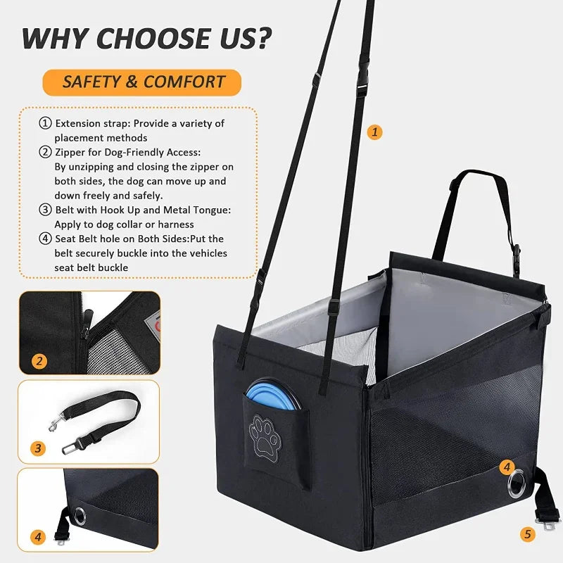 Car Pet Seat Basket – Safe & Comfortable Travel for Dogs or Cats